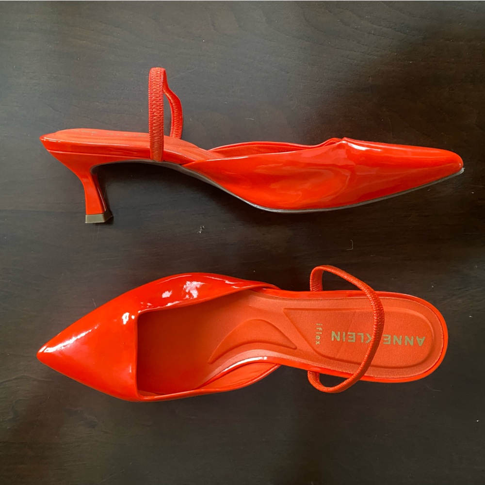 Anne Klein Fiery Red Slingback Heels